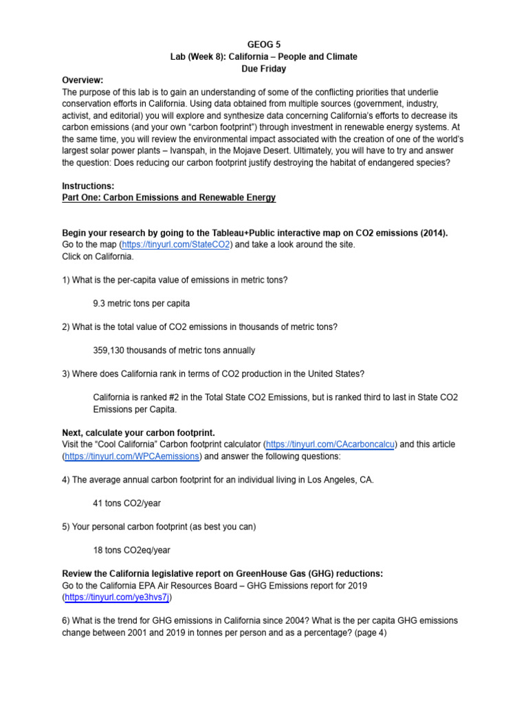 Week 8 Lab - Climate Change | PDF | Carbon Footprint | Greenhouse Gas
