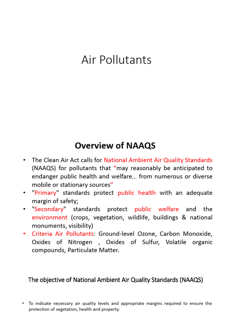 Understanding Air Pollutants and NAAQS | PDF | Air Pollution | Exhaust Gas