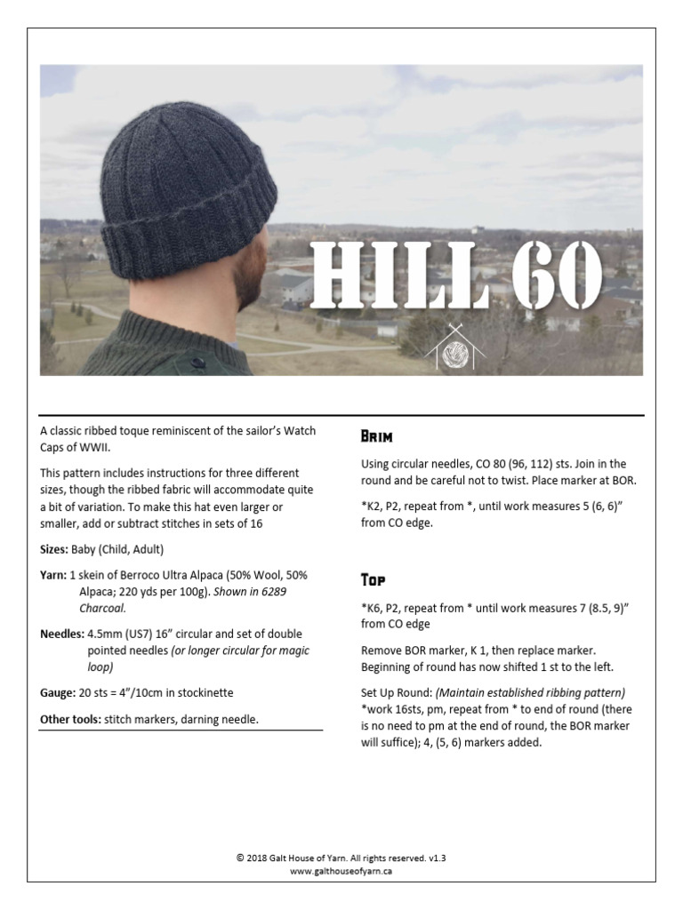 Ribbed Toque Pattern for All Sizes | PDF | Knitting | Yarn