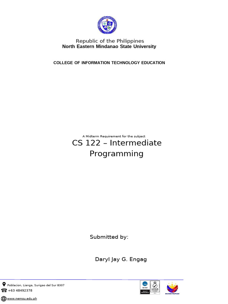 Midterm Programming Report - NEMSU | PDF | Computer Programming | Computing