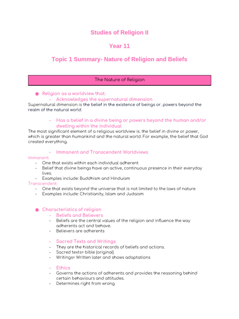 Nature of Religion and Aboriginal Beliefs | PDF | Transcendence ...