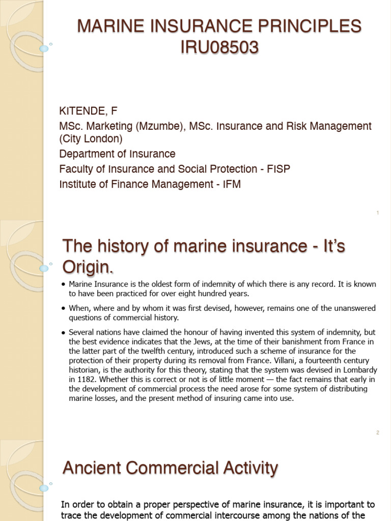History and Origins of Marine Insurance | PDF | Insurance | Interest