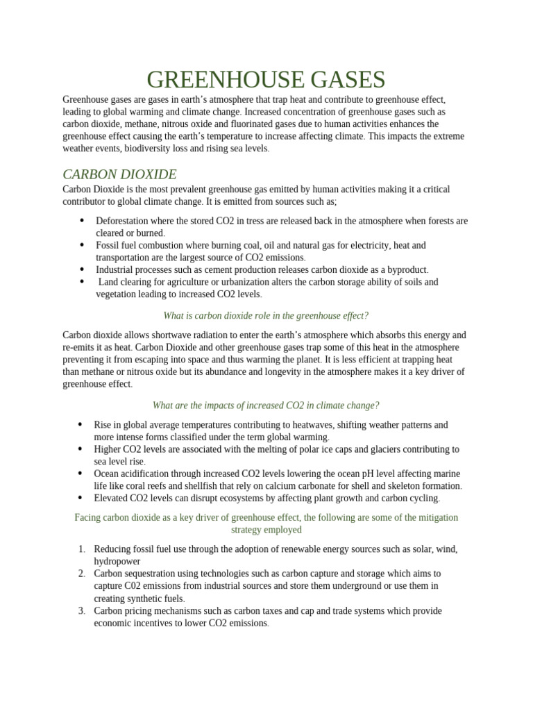 GREENHOUSE GASES | PDF | Greenhouse Gas | Climate Change