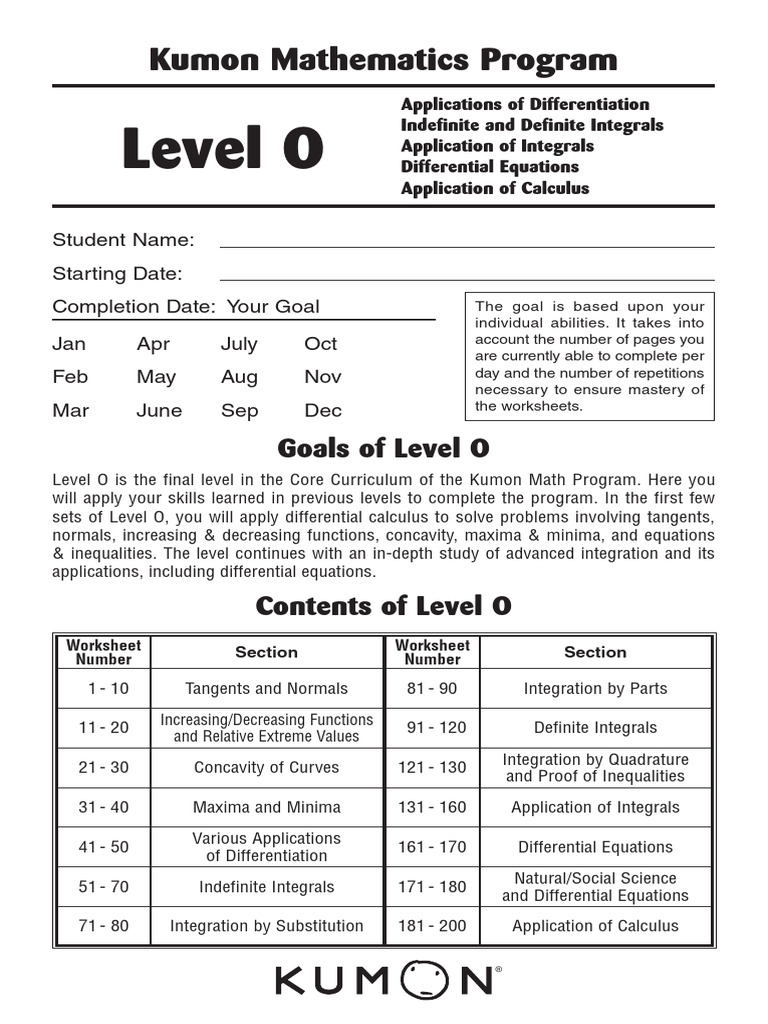 Level O: Kumon Mathematics Program | PDF | Integral | Differential Calculus