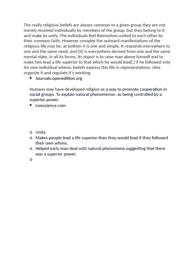 The Role of Religion in Social Unity | PDF