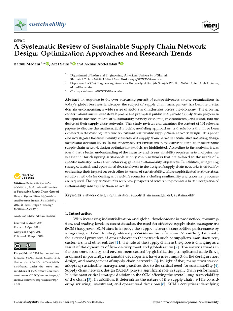 Sustainability 16 03226 | PDF | Supply Chain Management | Sustainability