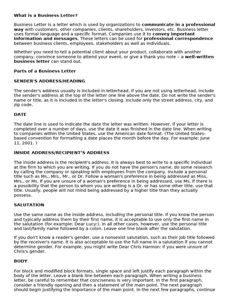 Business Letter Writing Guide | PDF | Résumé