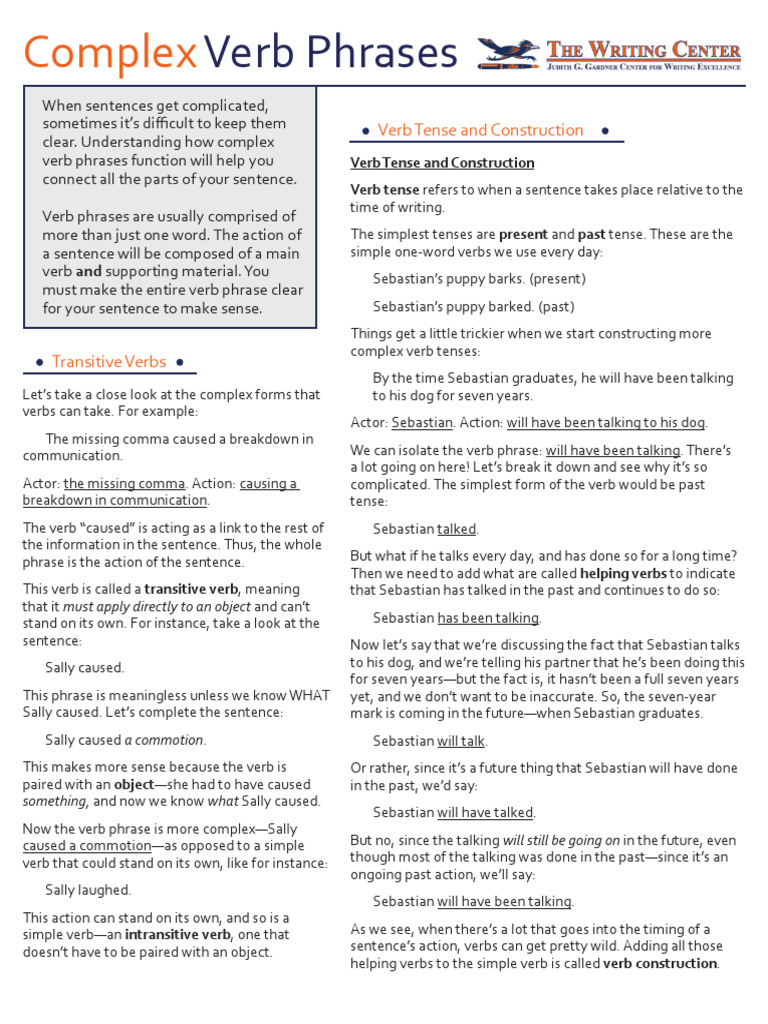Understanding Complex Verb Phrases | PDF | Verb | Phrase