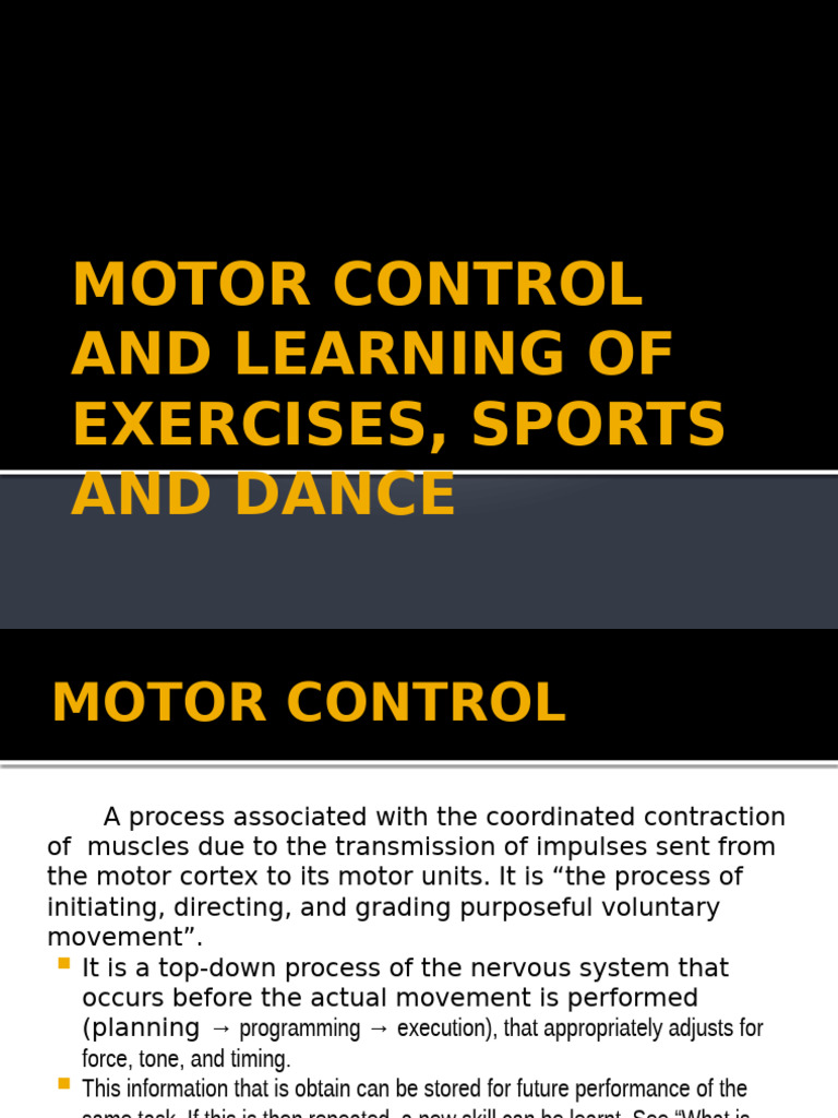 Motor Control and Learning in Sports | PDF | Motor Control | Learning
