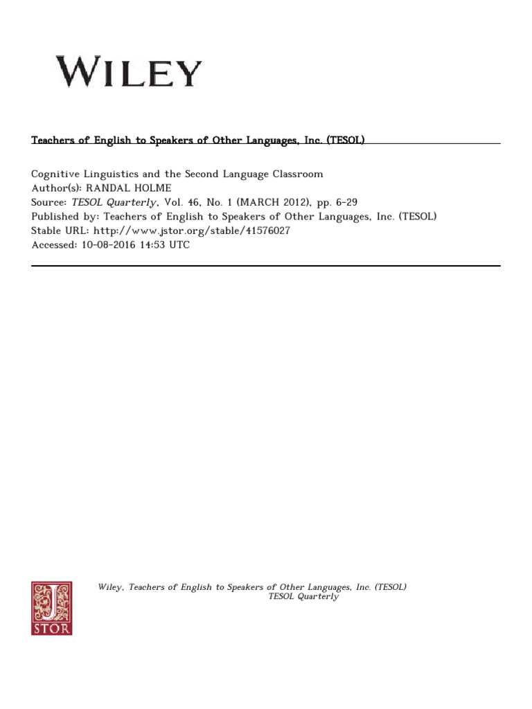 Cognitive Linguistics in Language Teaching | PDF | Second Language ...