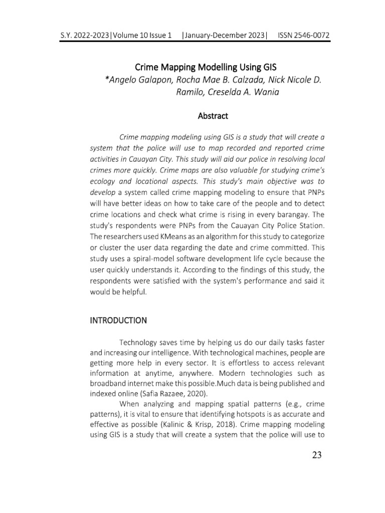 Crime Mapping Modelling Using Gis Pdf