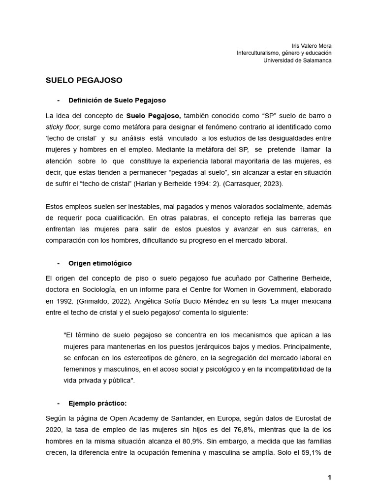 Suelo Pegajoso: Barreras Laborales Femeninas | PDF | Empleo