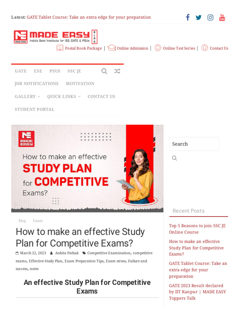 How To Make An Effective Study Plan For Competitive Exams | PDF | Sleep ...