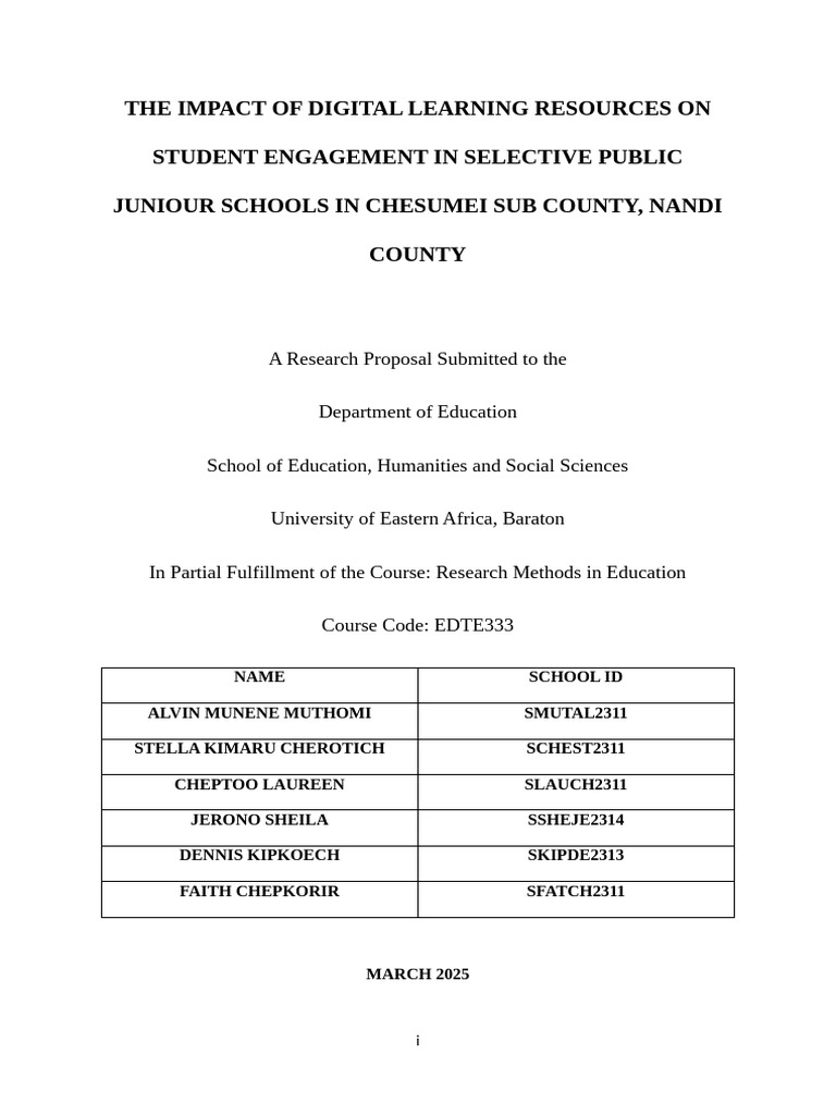 Research Proposal F DR Mwangi | PDF | Educational Technology ...