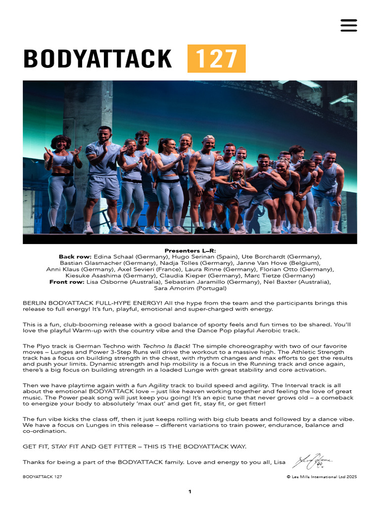 BODYATTACK 127 BODYATTACK127ChoreographyNotes Row en App Print PDF ...