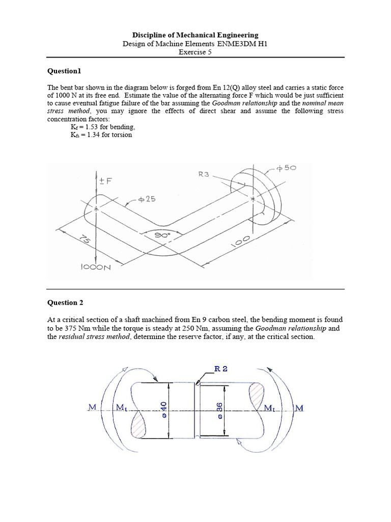 Mechanical Engineering Fatigue Analysis Exercise | PDF