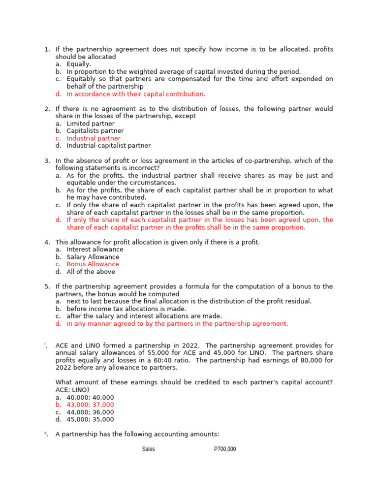 Partnership Income Allocation Guide | PDF | Partnership | Interest