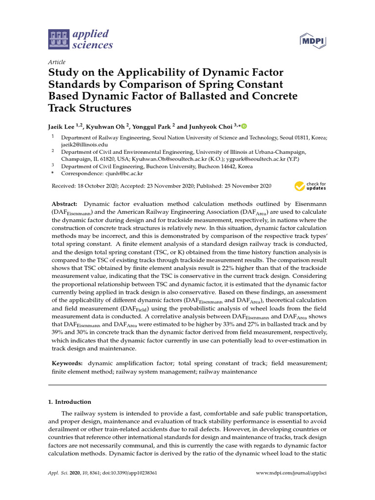 Dynamic Factor Evaluation in Railway Tracks | PDF | Stiffness | Normal ...