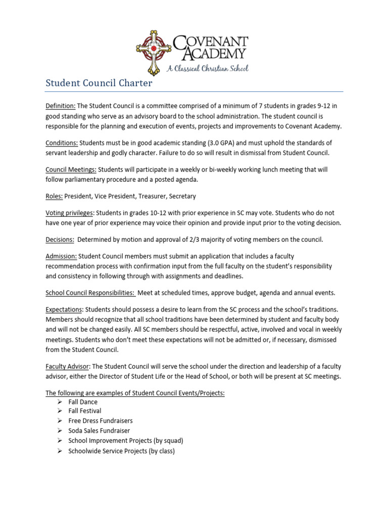 Covenant-Academy-Student-Council-Charter | PDF