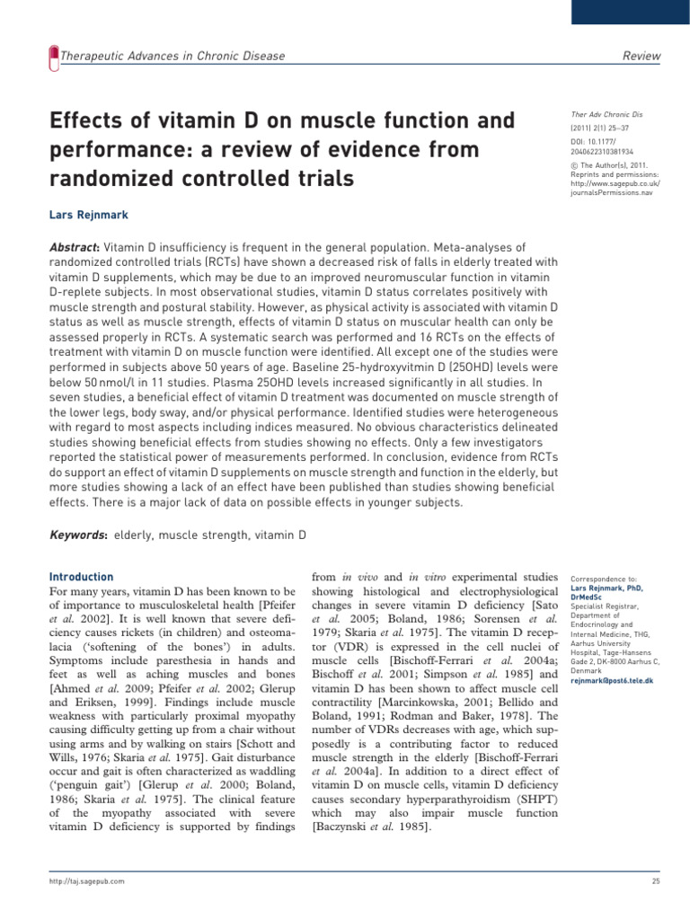 March Effects of Vitamin D On Muscle Function and Performance | PDF ...