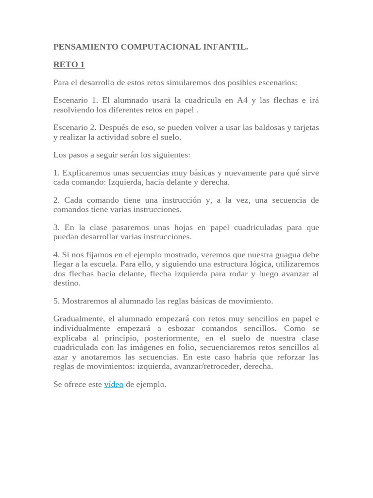 Pensamiento Computacional Infantil | PDF