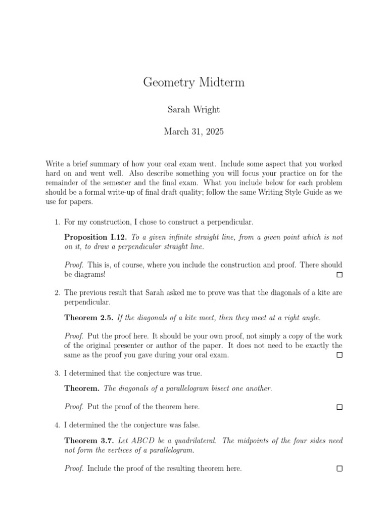 Geometry_Midterm | PDF | Mathematical Proof | Perpendicular