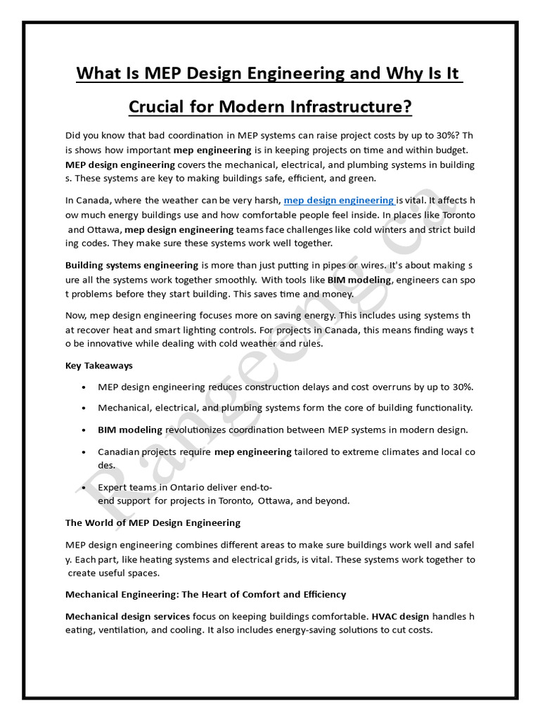 MEP Design Engineering in Canada | PDF | Green Building | Building