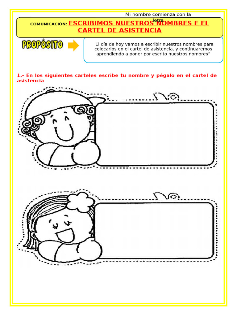 Escritura de Nombres en Cartel de Asistencia | PDF