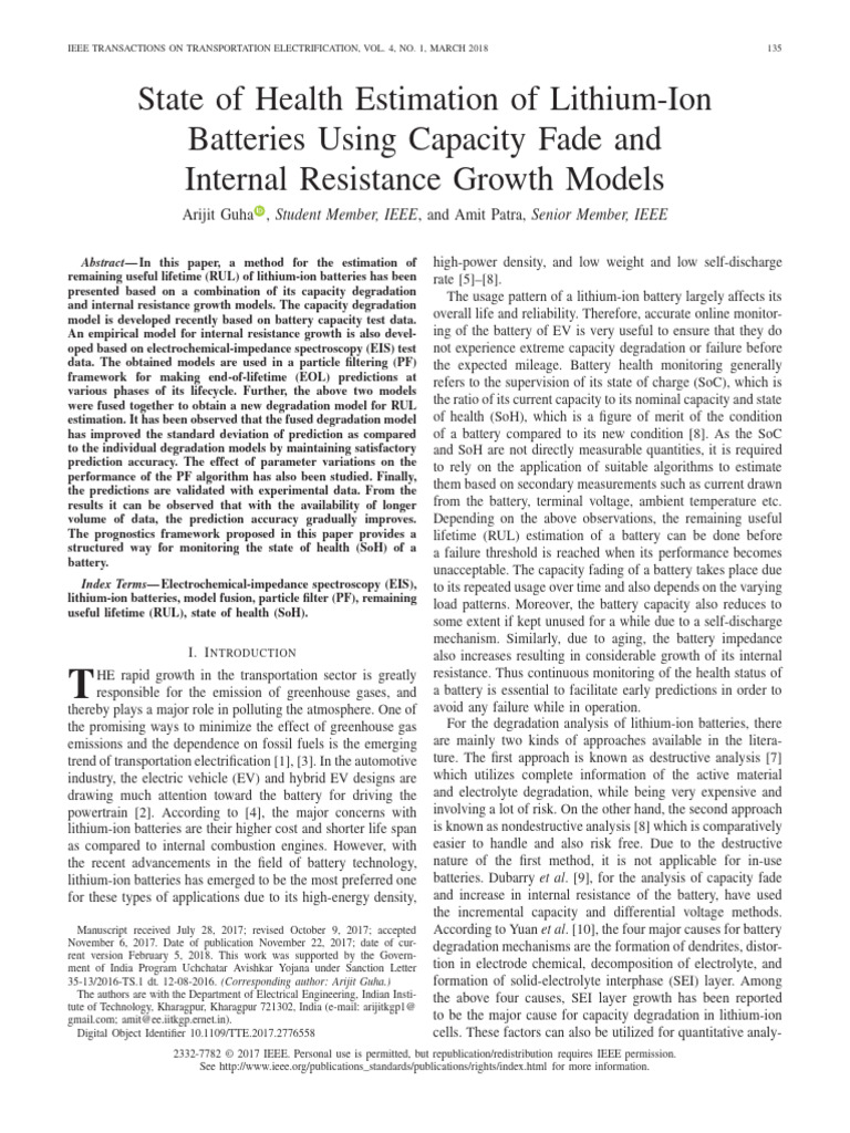 State of Health Estimation of Lithium-Ion Batteries Using Capacity Fade ...