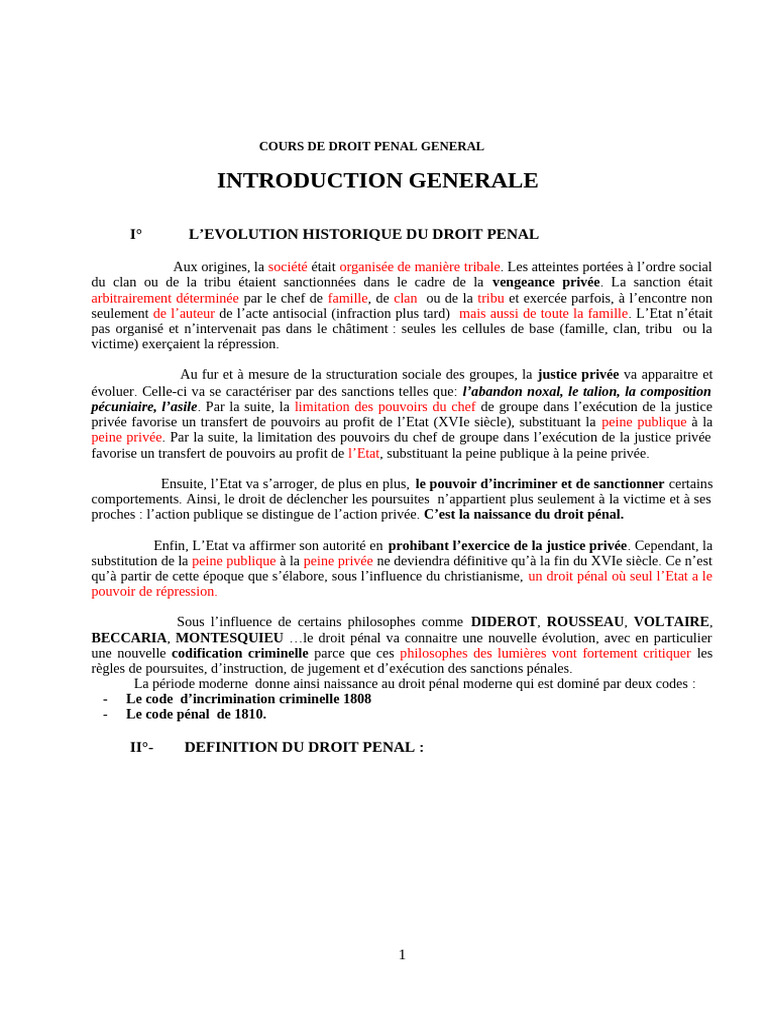 Évolution du Droit Pénal Général | PDF | Crimes | Crime et violence