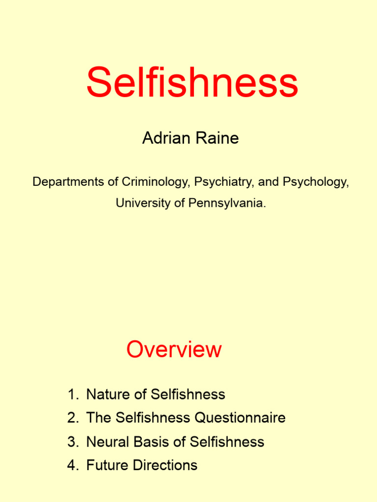 Understanding Adaptive Selfishness | PDF | Social Psychology | Psychology