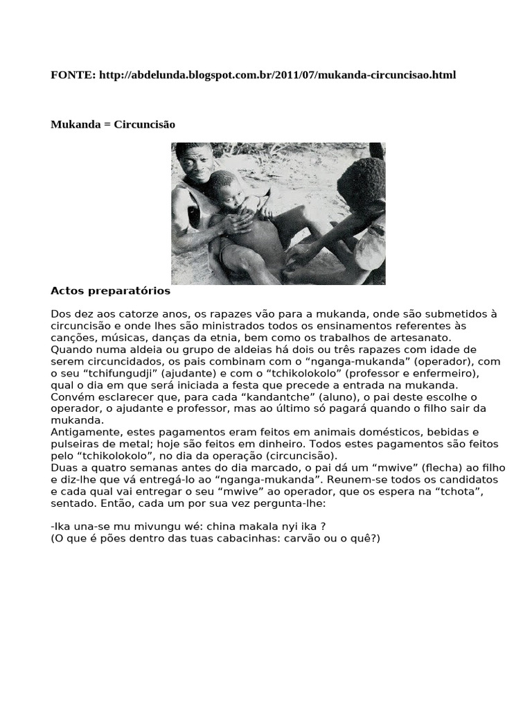 Mukanda: Ritual de Circuncisão | PDF | Circuncisão | Sol