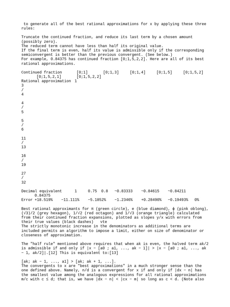 Best Rational Approximations of 0.84375 | PDF | Discrete Mathematics ...