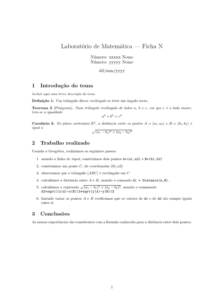 Laboratório de Matemática 2019 Template | PDF