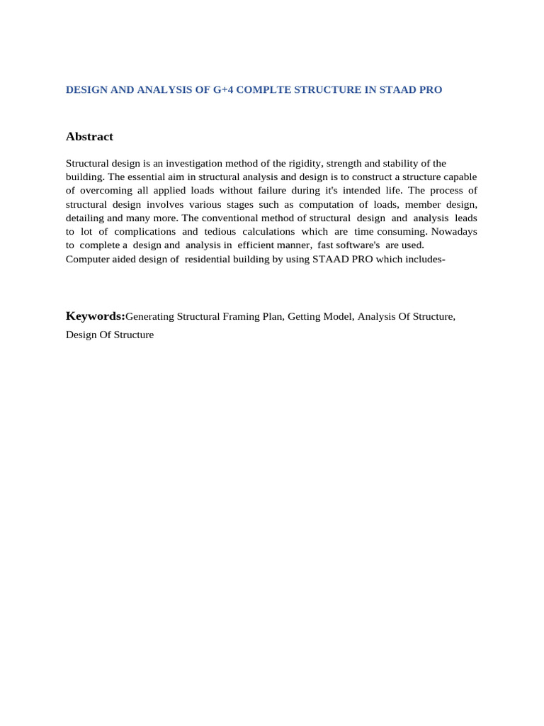 Design and Analysis of G+4 Complrte Structure in Staad Pro | PDF ...