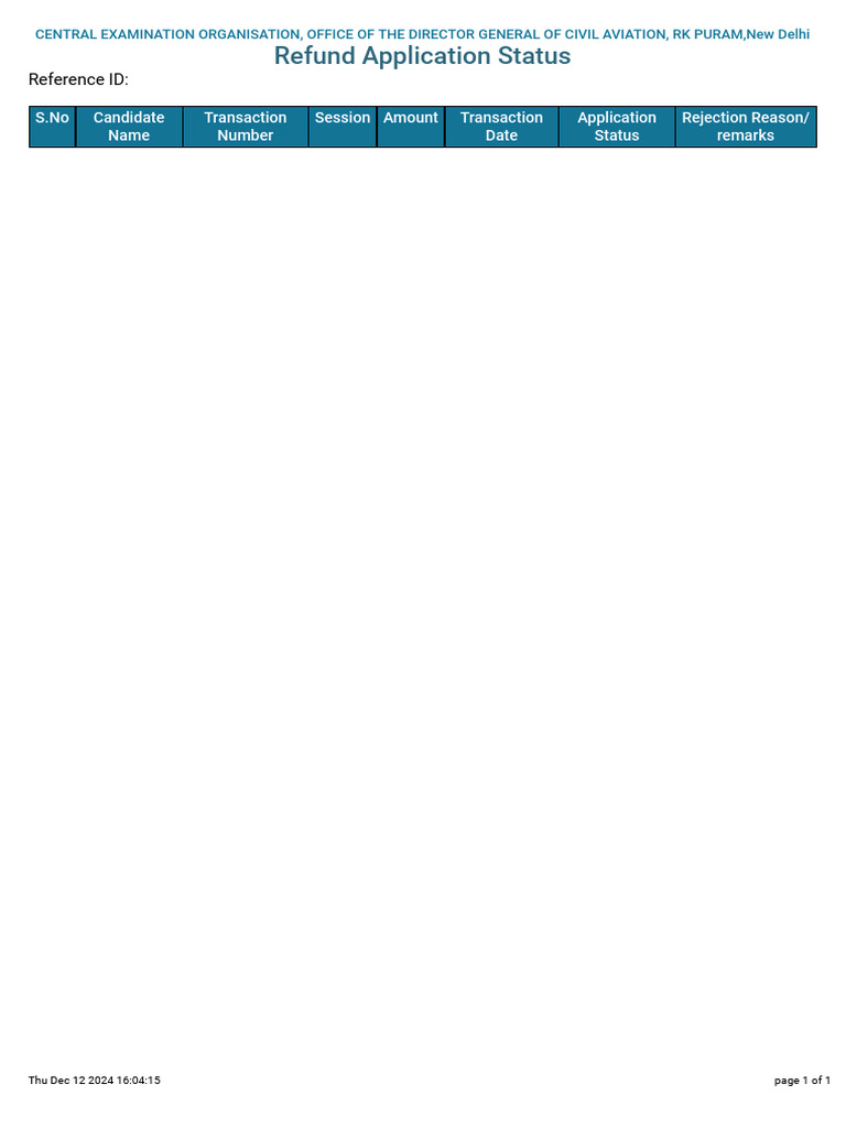 Refund Application Status | PDF