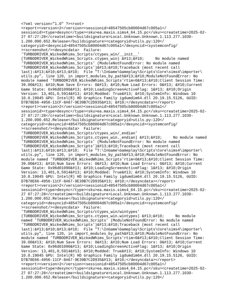 Sims 4 Desync Report: Module Errors | PDF | Graphics Processing Unit ...