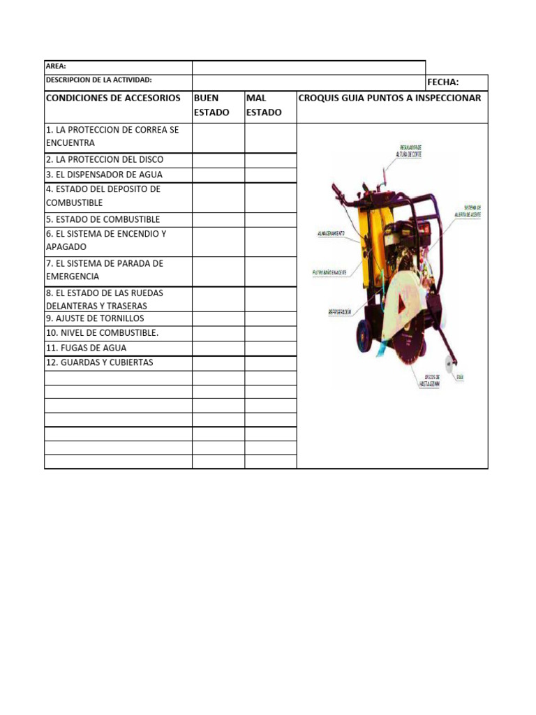 Inspección de Equipos: Checklist Esencial | PDF