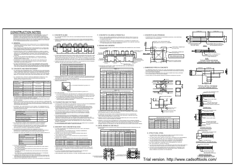 Construction Notes for Concrete Structures | PDF | Concrete | Beam ...