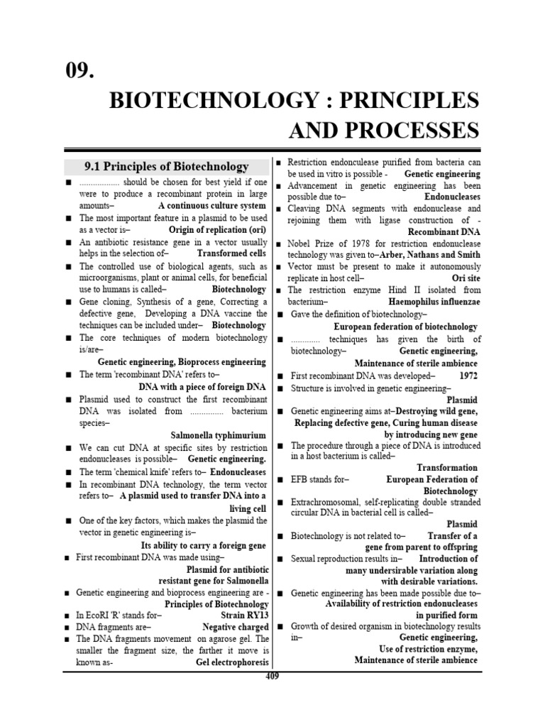 09 Biotechnology principles and processes | PDF | Molecular Cloning ...