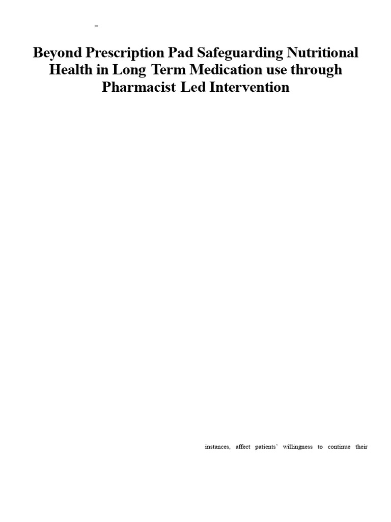 Beyond Prescription Pad Safeguarding Nutritional Health in Long-Term ...