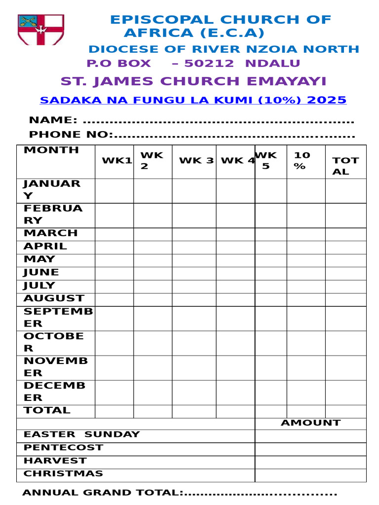 Tithe Envelope Printing Template | PDF