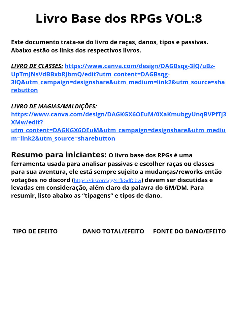 Livro de Raças e Danos RPG | PDF | Incêndios | Projéteis