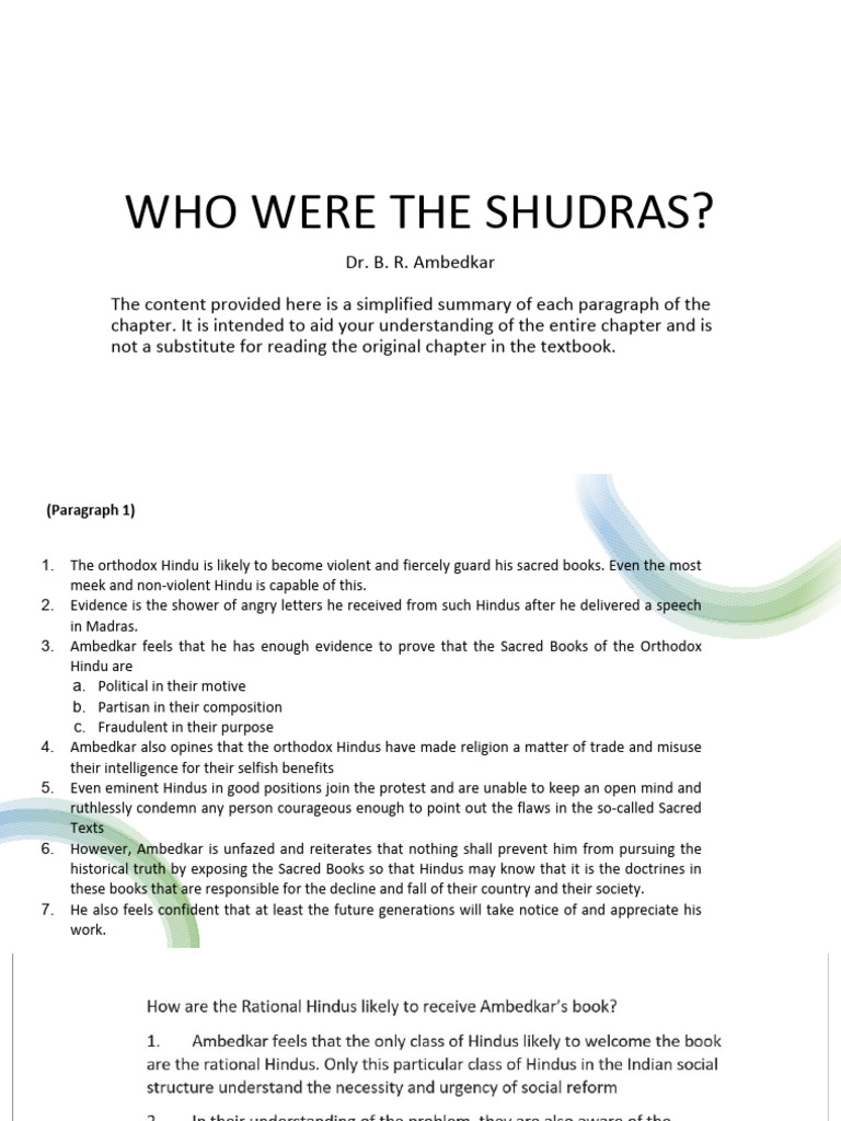 Understanding Shudras: Ambedkar's Insights | PDF