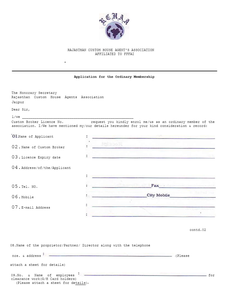 Membership Form For Ordinary Membership | PDF