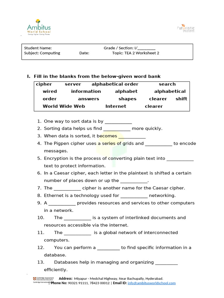 Gr3tea2revisionworksheet2 | PDF | Encryption | Computer Network