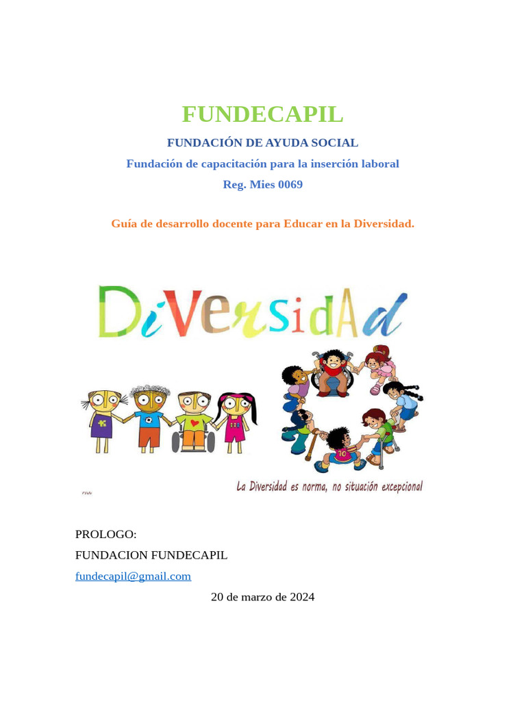 Guía de Desarrollo Docente para Educar en La Diversidad | PDF | Autismo ...