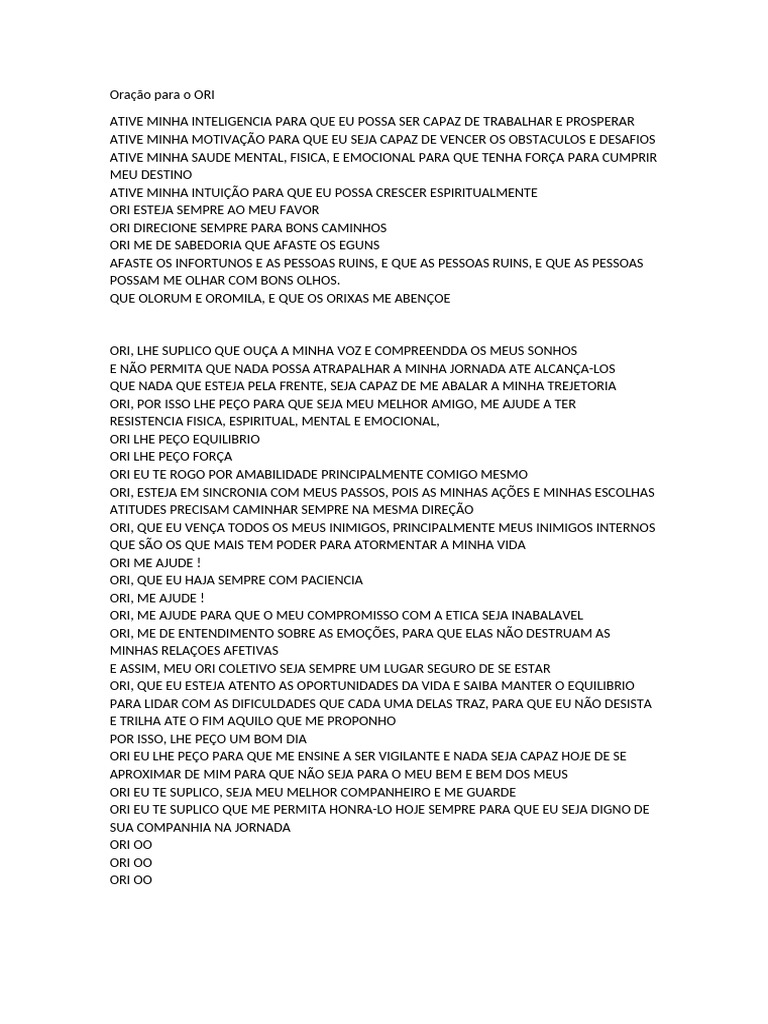 Oração para Fortalecer o Ori | PDF