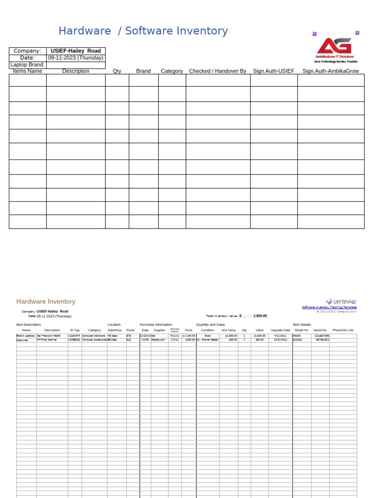Hardware Inventory Sheet | PDF | Software | Worksheet