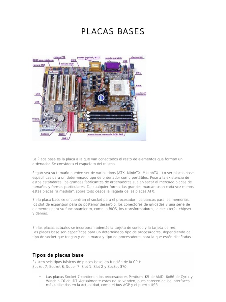 Guía de Placas Base para PC | PDF | Microcomputadoras | Clases de ...